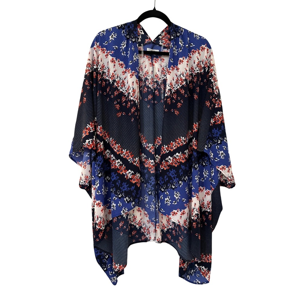Maurices Womens Floral Polka Dot Kimono Wrap XL Patchwork Boho Hippie Western